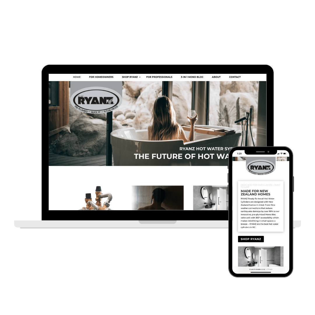 Ryanz Hot Water website design by Grahn Creative