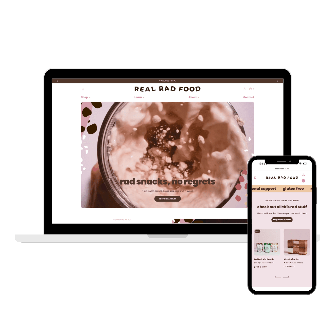 Shopify website design for Real Rad food